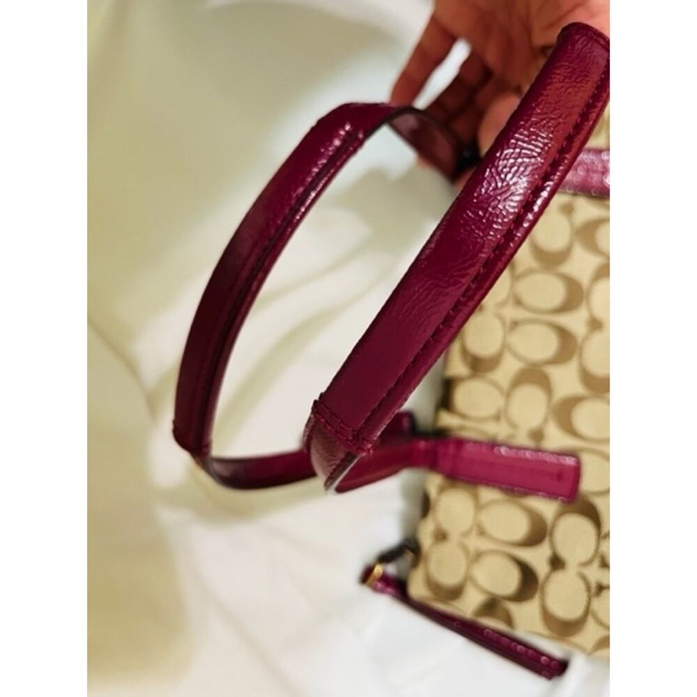 Coach Signature Python Stripe Raspberry Beige Tan… - image 8